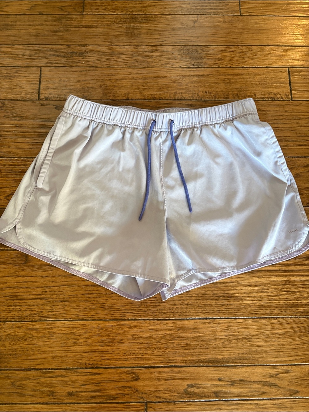 Huk Women's Lavender Athletic Shorts with Blue Drawstring - Picture 1 of 5